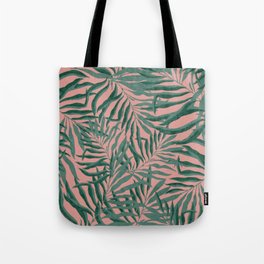 Tropical Shadow Palm - Abstract Palm Green leaves with shadow on corduroy textured pink Tote Bag
