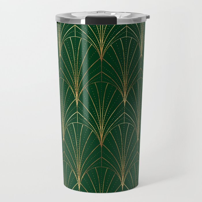 Art Deco Waterfalls // Emerald Green Travel Mug