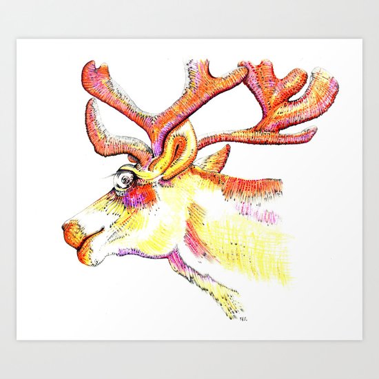 Holdiday drawings : Reindeer Art Print