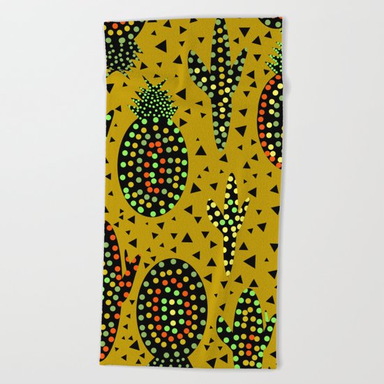 Cacti and pineapples Beach Towel
