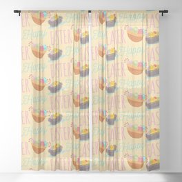 Colorful Pastel Easter Egg Pattern Sheer Curtain