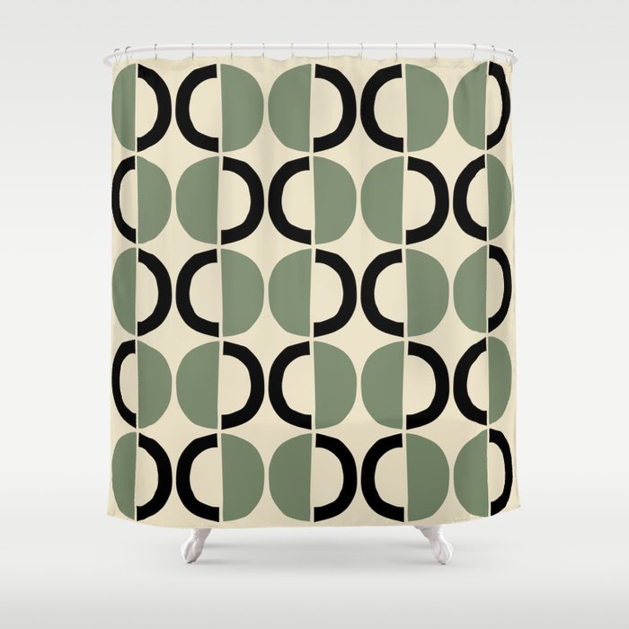 Mid Century Modern Geometric Pattern 637 Black and Linen White Hand & Bath  Towel by Tony Magner Prints