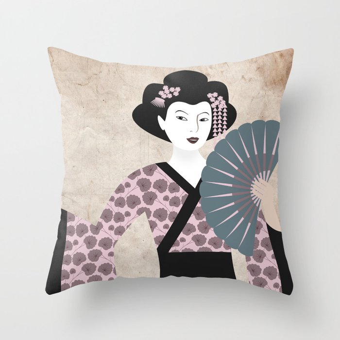 Geisha Throw Pillow