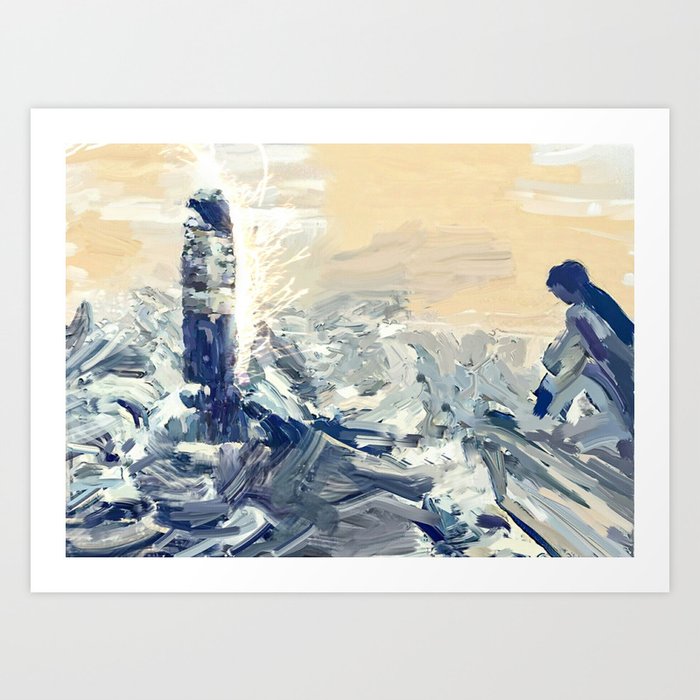 Lighthouse on fire Art Print