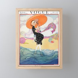 Vintage Magazine Cover - Windy Beach Framed Mini Art Print