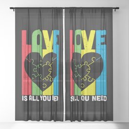 Love Is All You Need Autism Awareness Sheer Curtain