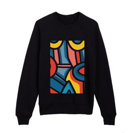Abstract Lines Colorful Art Joyful for a Happy Life Kids Crewneck