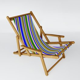 [ Thumbnail: Eyecatching Pink, Blue, Dark Sea Green, Chocolate, and Green Colored Pattern of Stripes Sling Chair ]