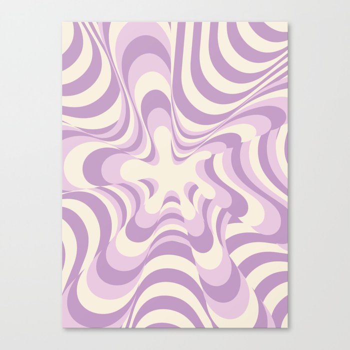 Abstract Groovy Retro Liquid Swirl Purple Pattern Canvas Print