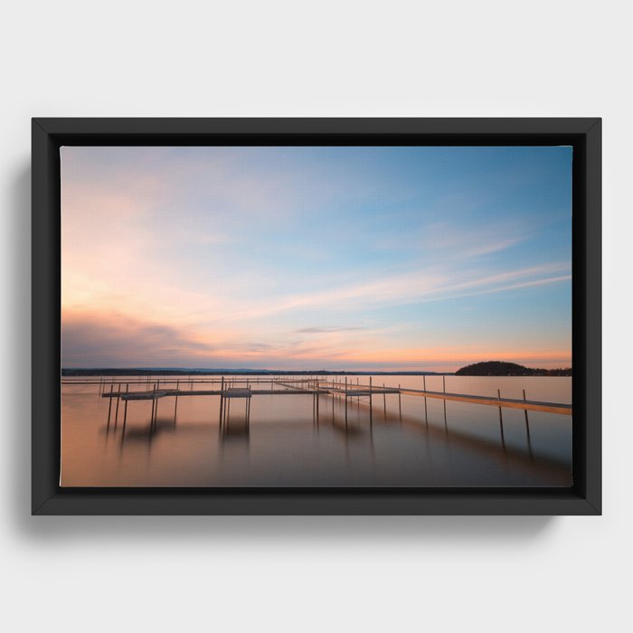 Saratoga Lake Sunset Framed Canvas
