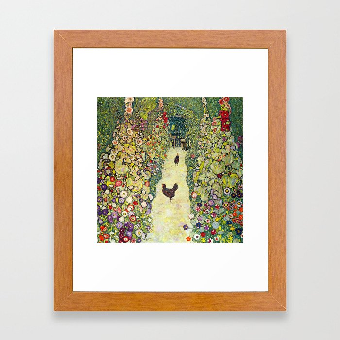 Gustav Klimt "Garden Path with Chickens" Framed Art Print