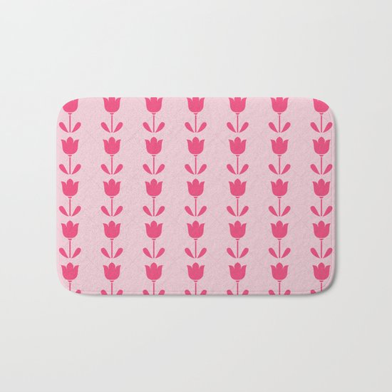 Tiny pink tulip pattern Bath Mat
