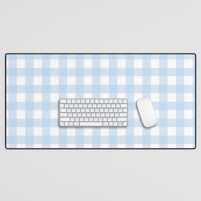 Blue Gingham checkered pattern. Digital Painting Illustration Background Desk Mat
