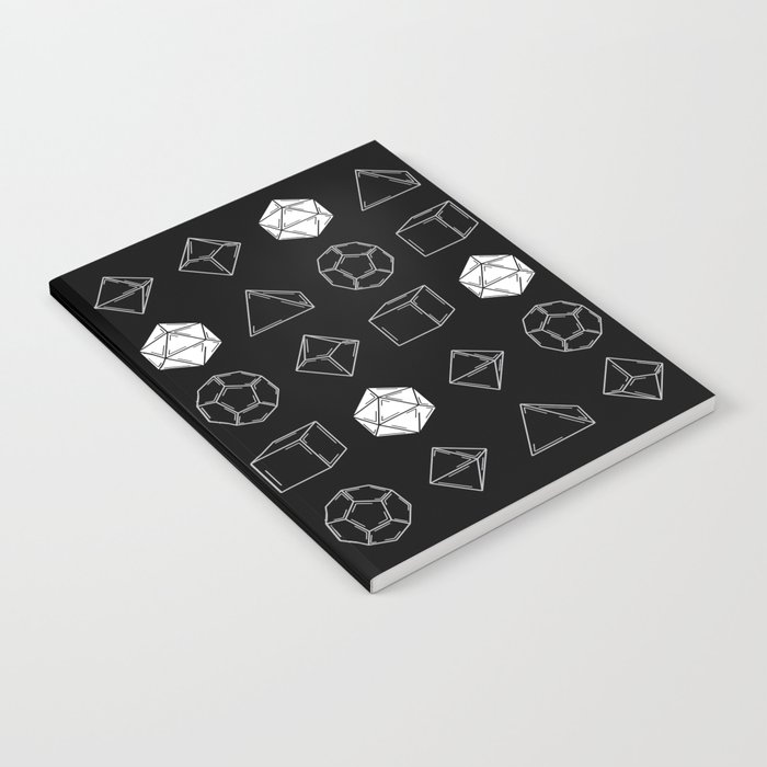 Black Dungeons and Dragons Dice Set Pattern Notebook