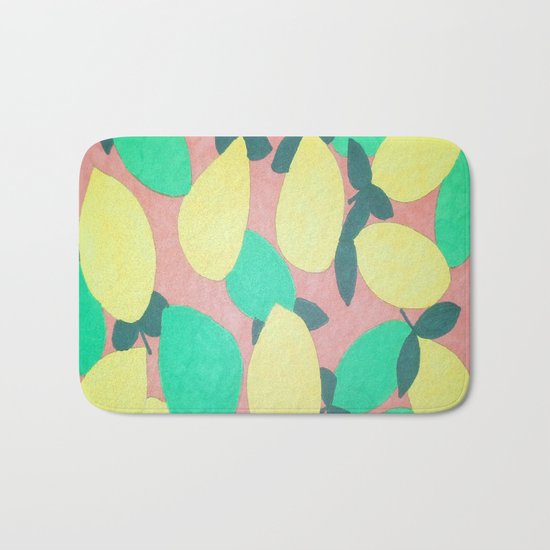 Lemony Fresh Citrus Pattern Bath Mat