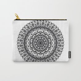 Intricate Mandala Carry-All Pouch | Meditate, Graphicdesign, Bohemian, Boho, Digital, Peaceful, Circle, Black And White, Detailed, Floral 