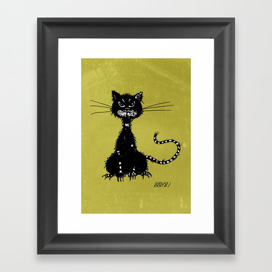 Ragged Evil Black Cat Framed Art Print