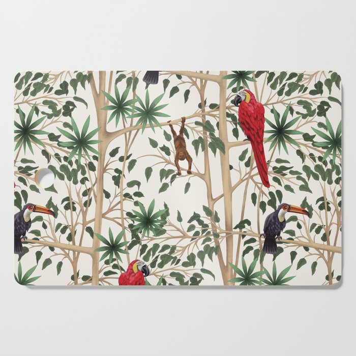 Red Parrots and Pelicans Cutting Board