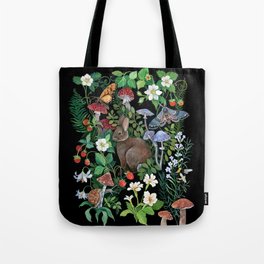 Rabbit and Strawberry Garden Tote Bag