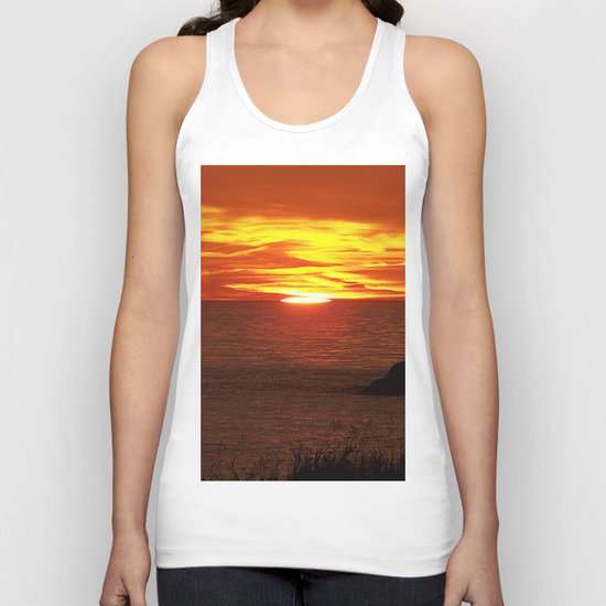 Flaming Skies Across the Sea Unisex Tank Top