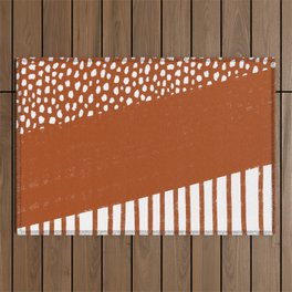 Polka Dots and Stripes Pattern (burnt orange/white) Outdoor Rug