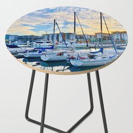 Marina Del Rey Photography Boats Harbor Sailing Side Table