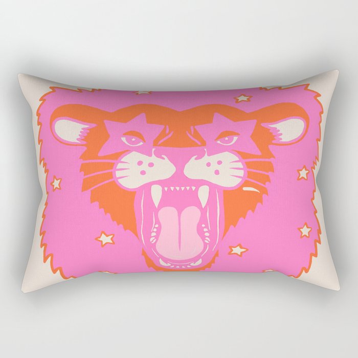 Neon Lion Rectangular Pillow