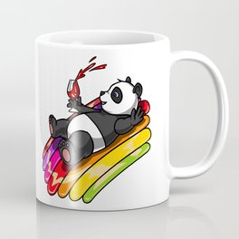 Panda Bear Drinking Wine Rainbow Party Coffee Mug
