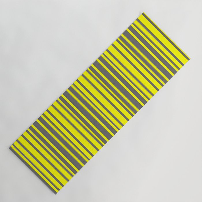 Yellow and Dim Grey Colored Stripes/Lines Pattern Yoga Mat