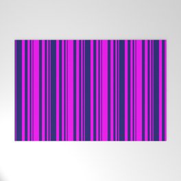 [ Thumbnail: Midnight Blue & Fuchsia Colored Lines Pattern Welcome Mat ]
