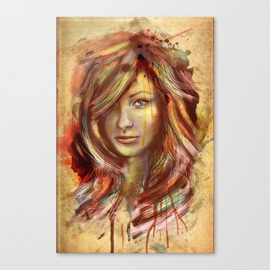 Olivia Wilde Digital Painting Portrait Canvas Print