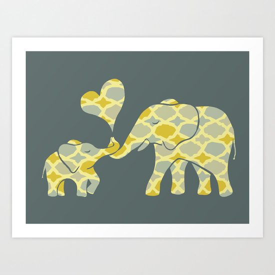 Elephant Hugs Art Print