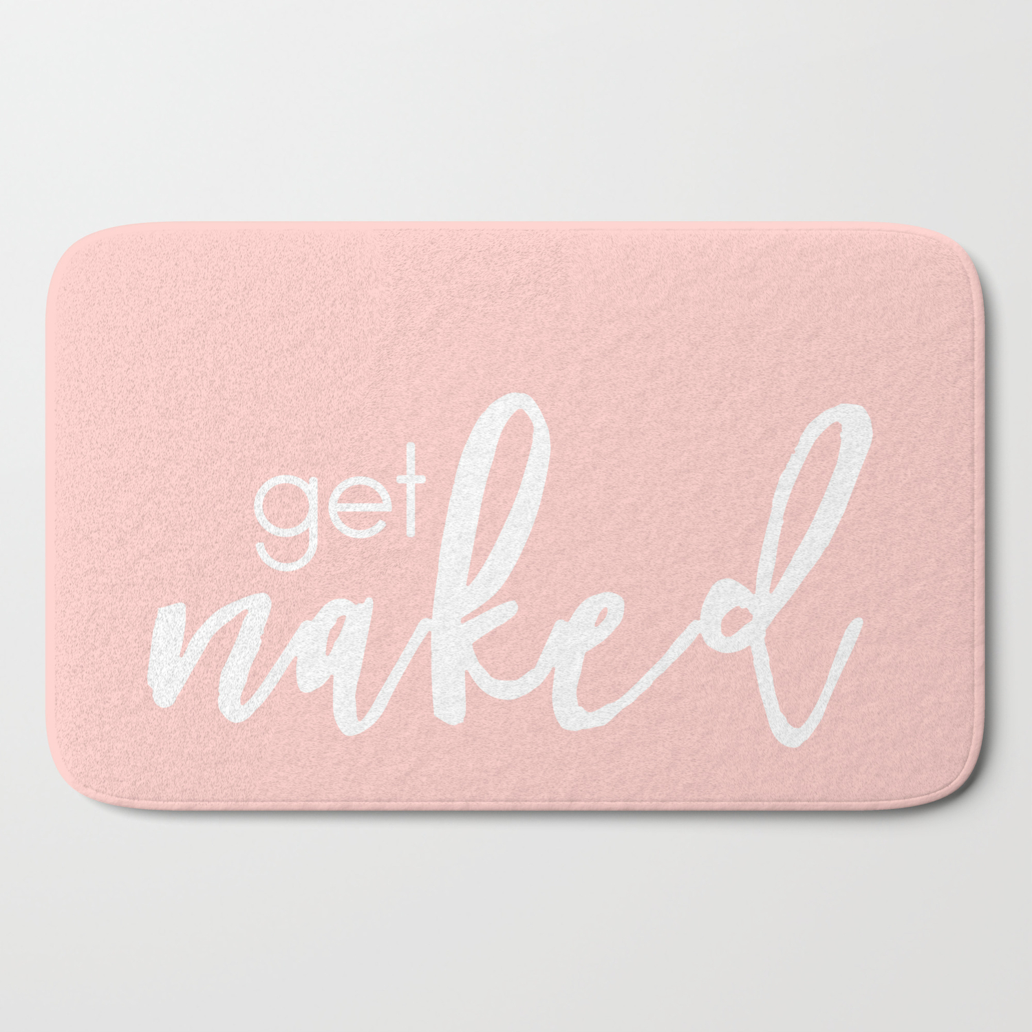 Bathroom Decor Get Naked White On Light Pink Bath Mat By