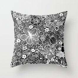 Infinite Garden 2 in white on black Throw Pillow