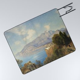 View of Sorrento Italy by Oswald Achenbach Italian Landscape Picnic Blanket