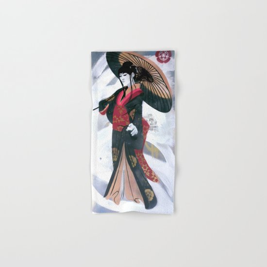 Japanese Woman Street Art Hand & Bath Towel