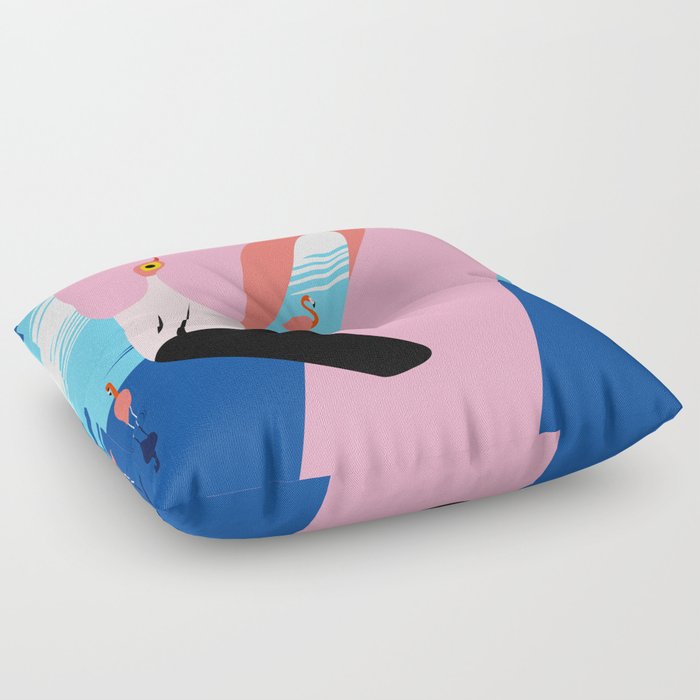 Sunset Flamingos Floor Pillow