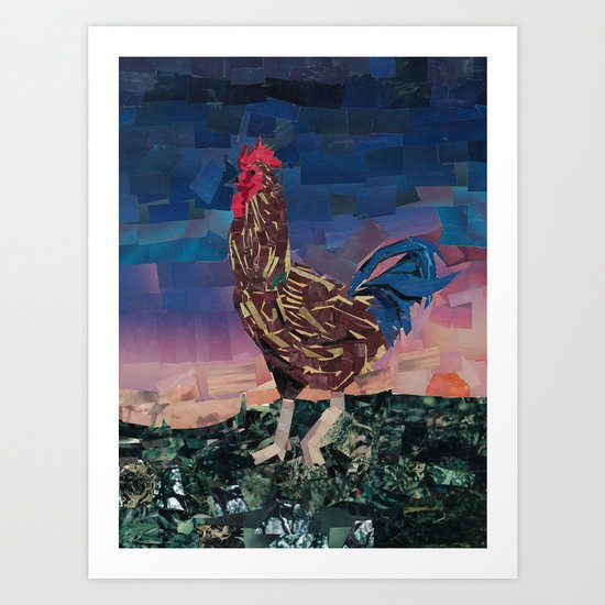 Paper Rooster Art Print