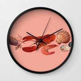 seafood shell scallop lobster shrimps coral Wall Clock | Scallop, Food, Seashell, Prawns, Clams, Illustration, Graphicdesign, Crabs, Crab, Ocean 