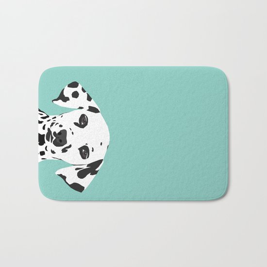 Dalmatian cute puppy dog black and white mint pastel gender neutral pet owner gifts love animals Bath Mat