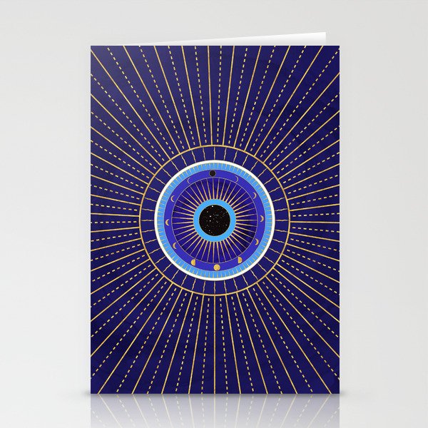Cobalt Blue Evil Eye Mandala  with Moon Phases Stationery Cards