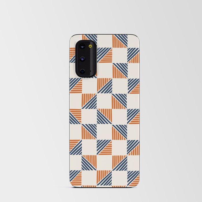 Abstract Shape Pattern 7 in Navy Blue Orange Android Card Case