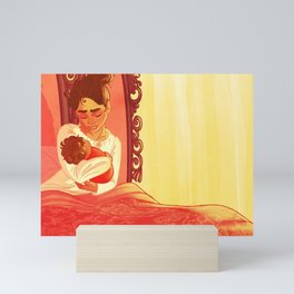 Mother and curly girly Mini Art Print