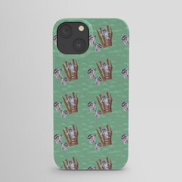 Playful Curious Raccoons Tree Pattern  iPhone Case