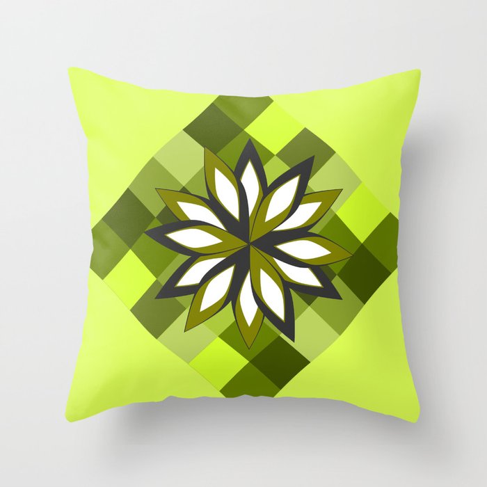 Green blossom Throw Pillow