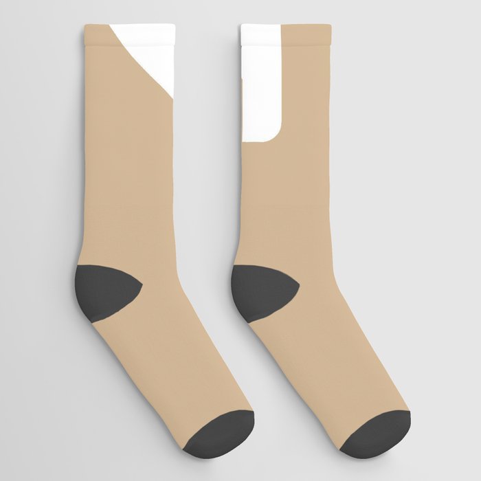 2 (White & Tan Number) Socks