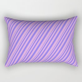 [ Thumbnail: Medium Slate Blue and Plum Colored Lined Pattern Rectangular Pillow ]