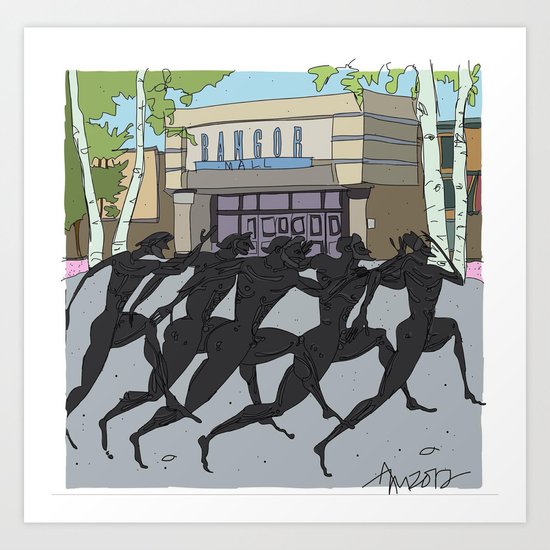 "I'm just gonna run in" (Bangor Maine Mall) Art Print