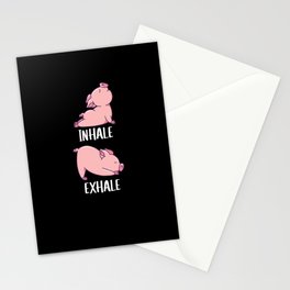 Pig Yoga Cute Pigs Doing Sport inhale exhale Stationery Card