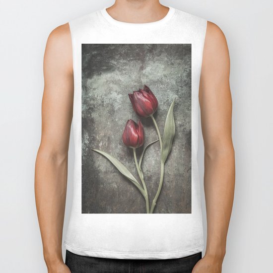 Red Tulips Biker Tank